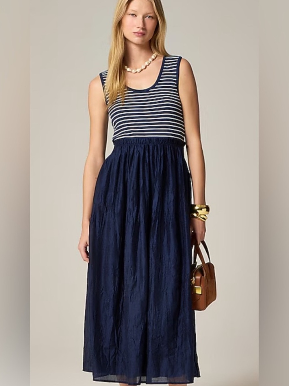 J. Crew Navy striped top with tattered skirt medium nwt